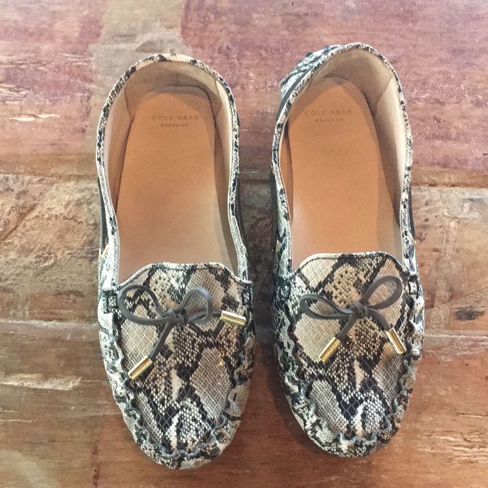 Cole Haan Snakeskin Driving Loafers